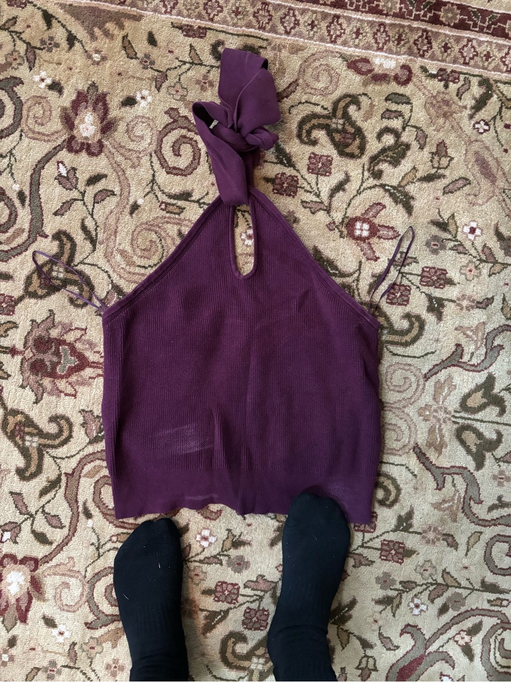 Banana Republic Deep Plum Ribbed Halter Crop Top